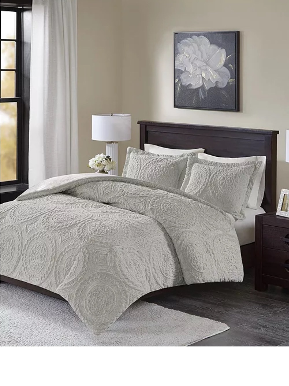 Madison Park Light Gray Quilted Medallion Comforter Set